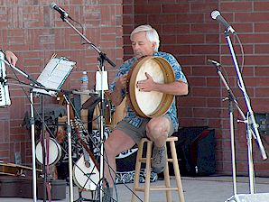 Dick plays bodhran at Reno Celtic Celebration 2005